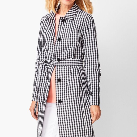 Talbots NWT women’s Gingham belted trench lightweight waterproof jacket 16W - Picture 1 of 12